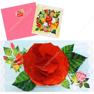 Tarjeta desplegable imprimible y armable de una rosa. Manualidades a Raudales.