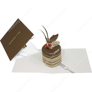 Papercraft imprimible y armable de una Tarjeta pop-up tarta San Valentín. Manualidades a Raudales.