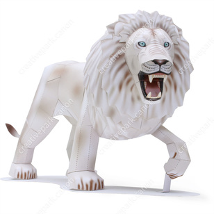 León blanco (Macho, amenazando),Animales,Arte de papel,León,Animales